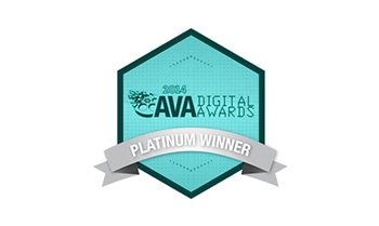 A badge with the words ava digital awards platinum winner.