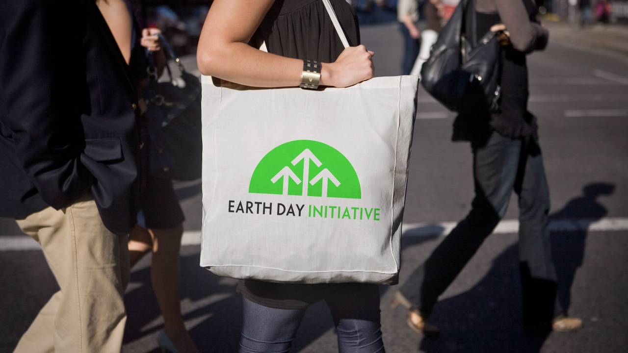 Earth day initiative tote bag aligned to its future.