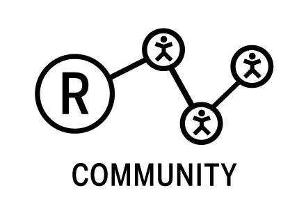 A black and white icon representing community.