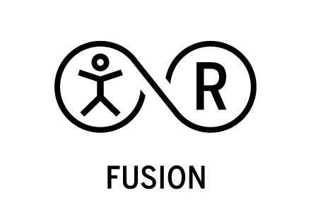A black and white fusion logo.