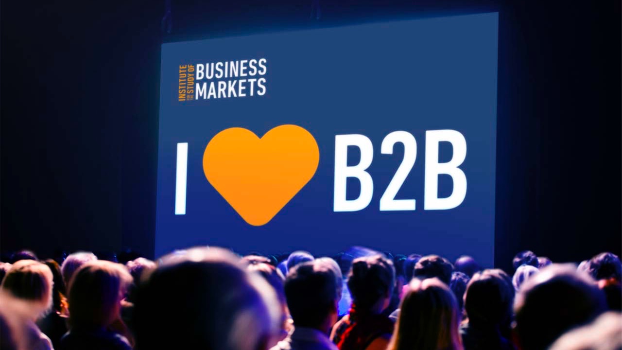 A large screen displaying the word "b2b" showcases brand potential.