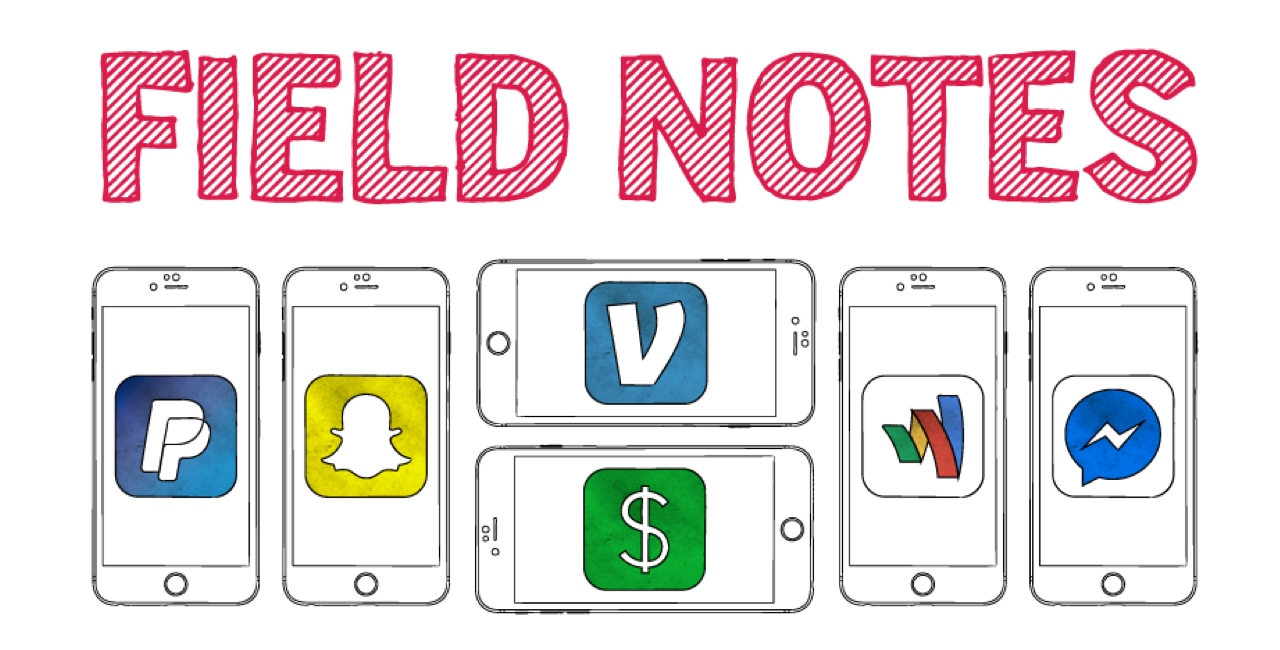 Field notes collage of mobile apps
