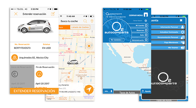 examples of car rental apps pages