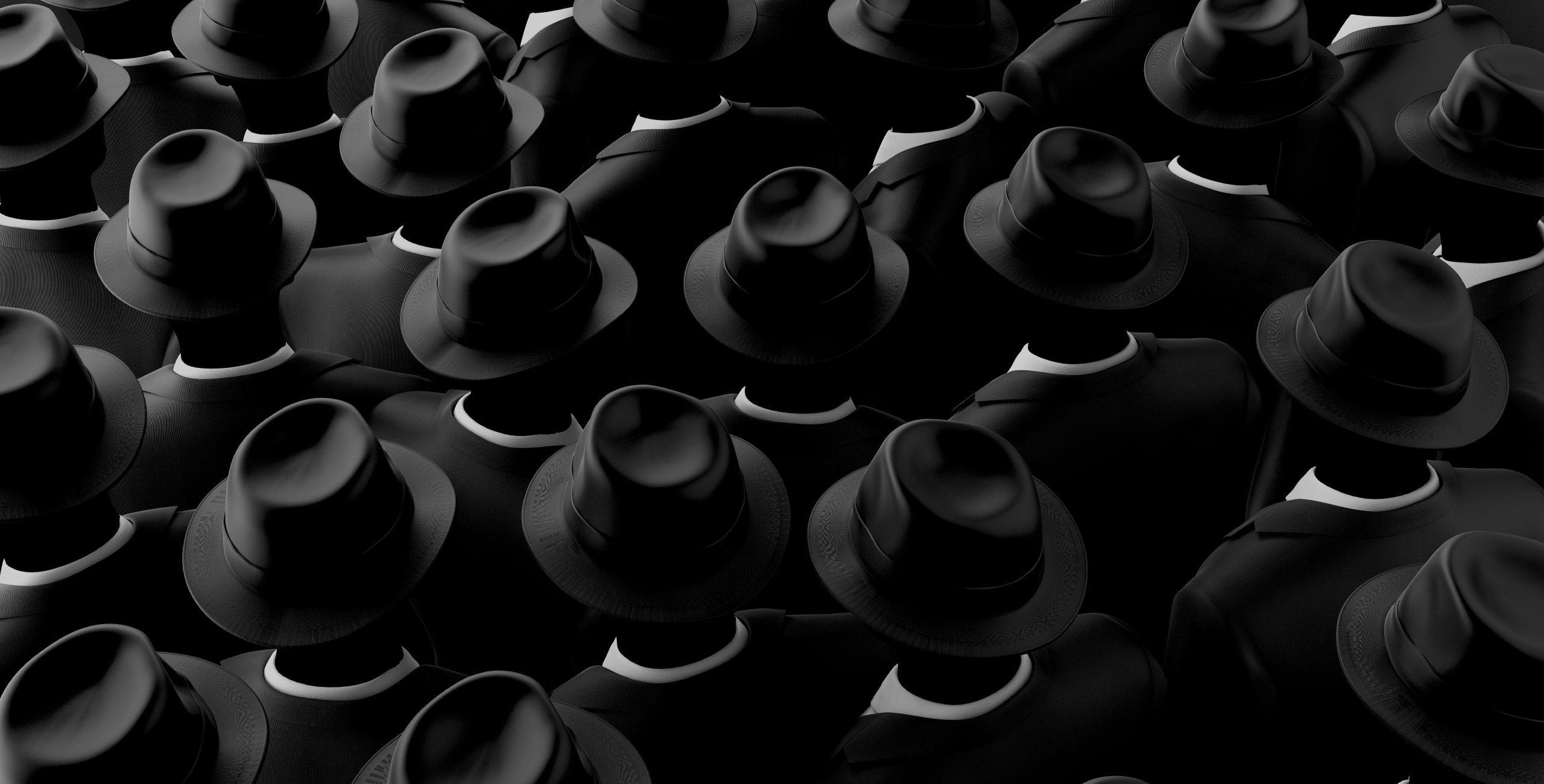 A group of men in black hats.