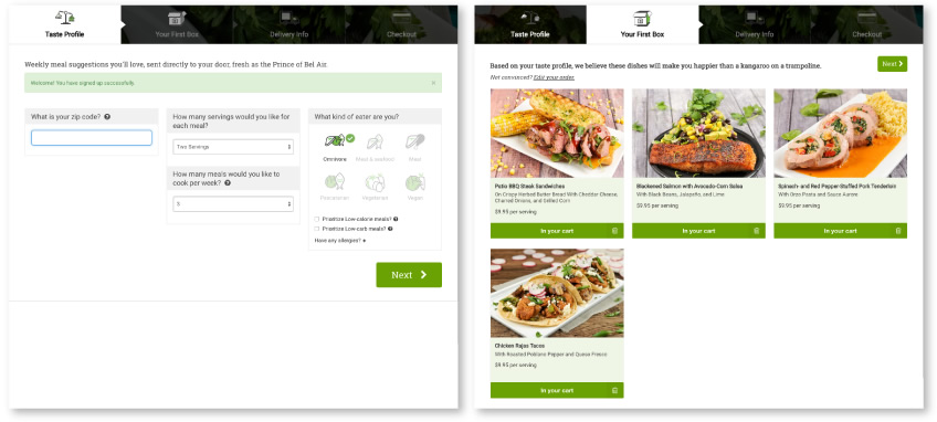 A screen shot of a food ordering app.