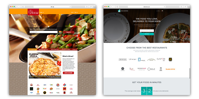 A website design for a restaurant specializing in food delivery.