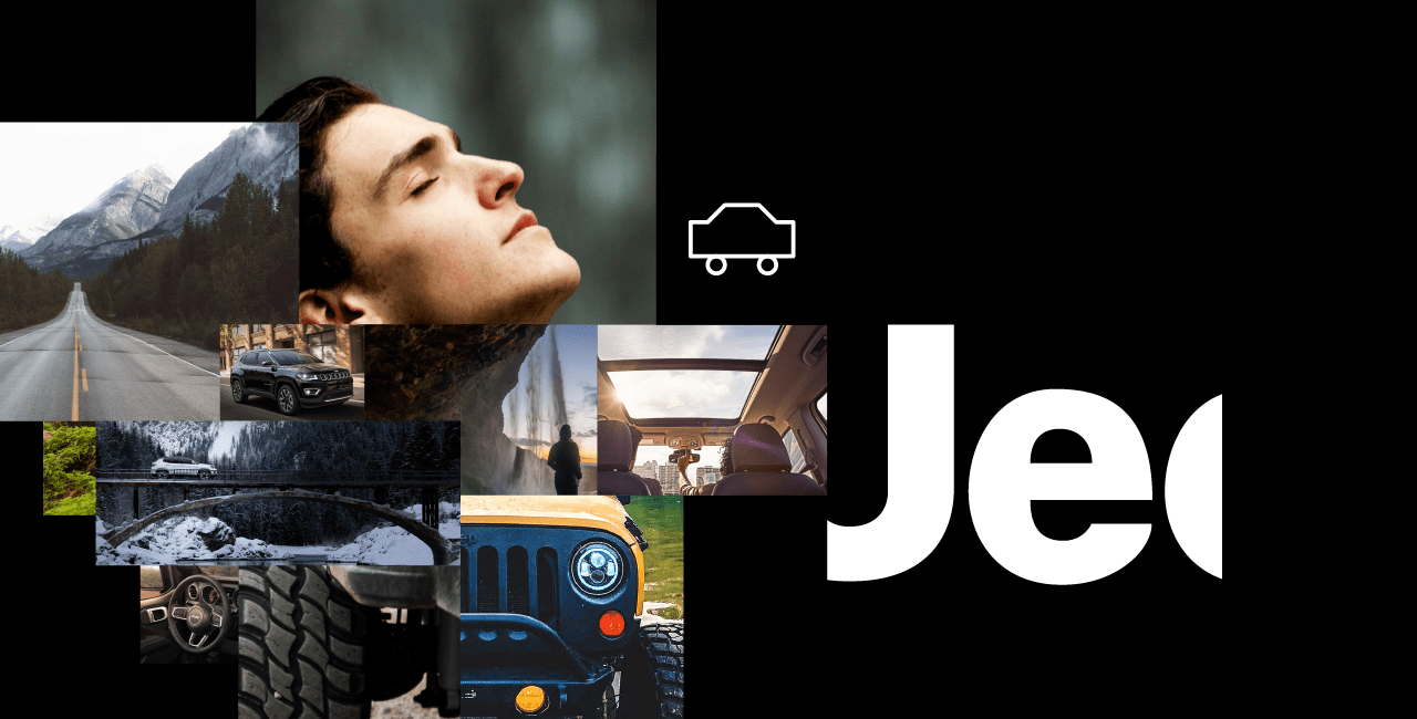 A collage of Jeep images over a black background