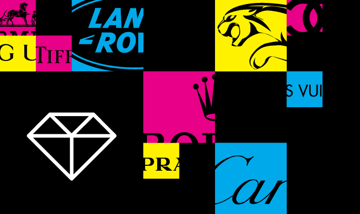 The logos of various brands are shown on a colorful background.
