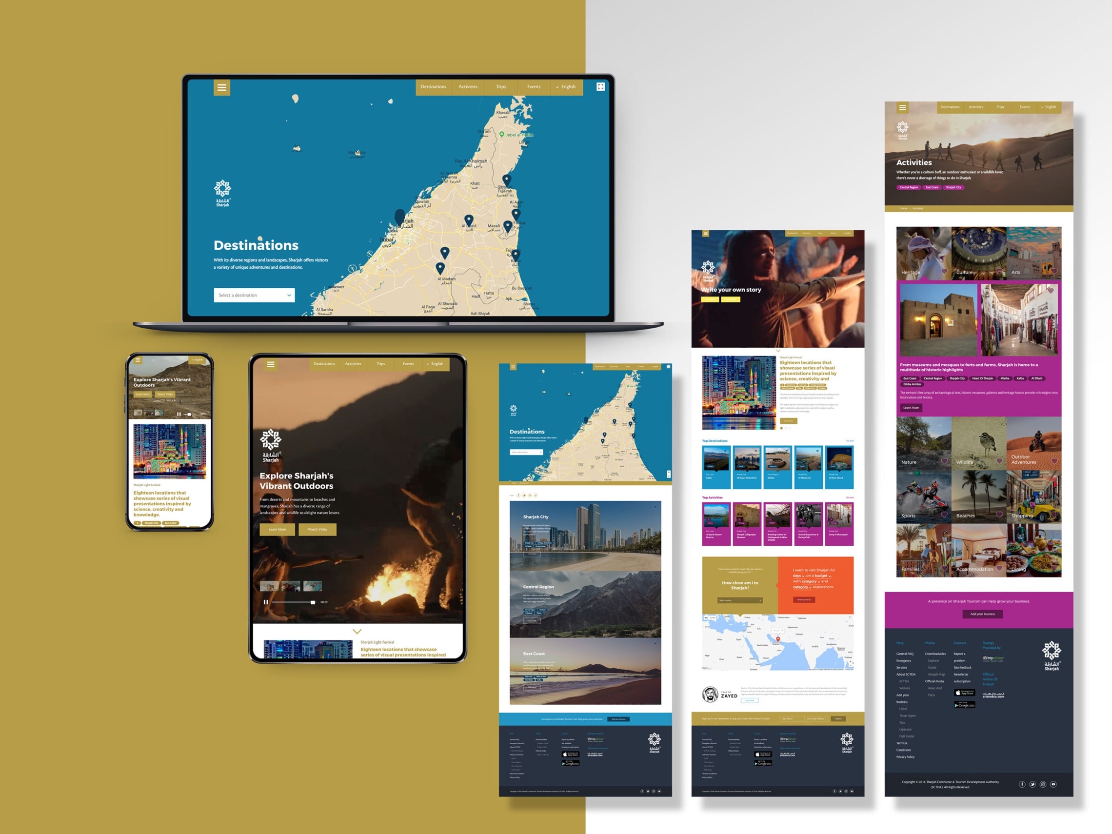 Examples of different web pages designed and developed for The Sharjah Commerce and Tourism Development Authority (SCTDA)