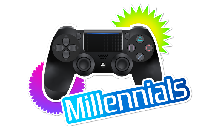 A game controller with the word Millennials