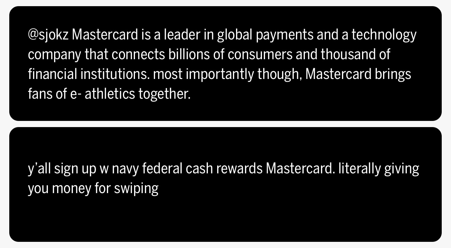 Tweets about Mastercard