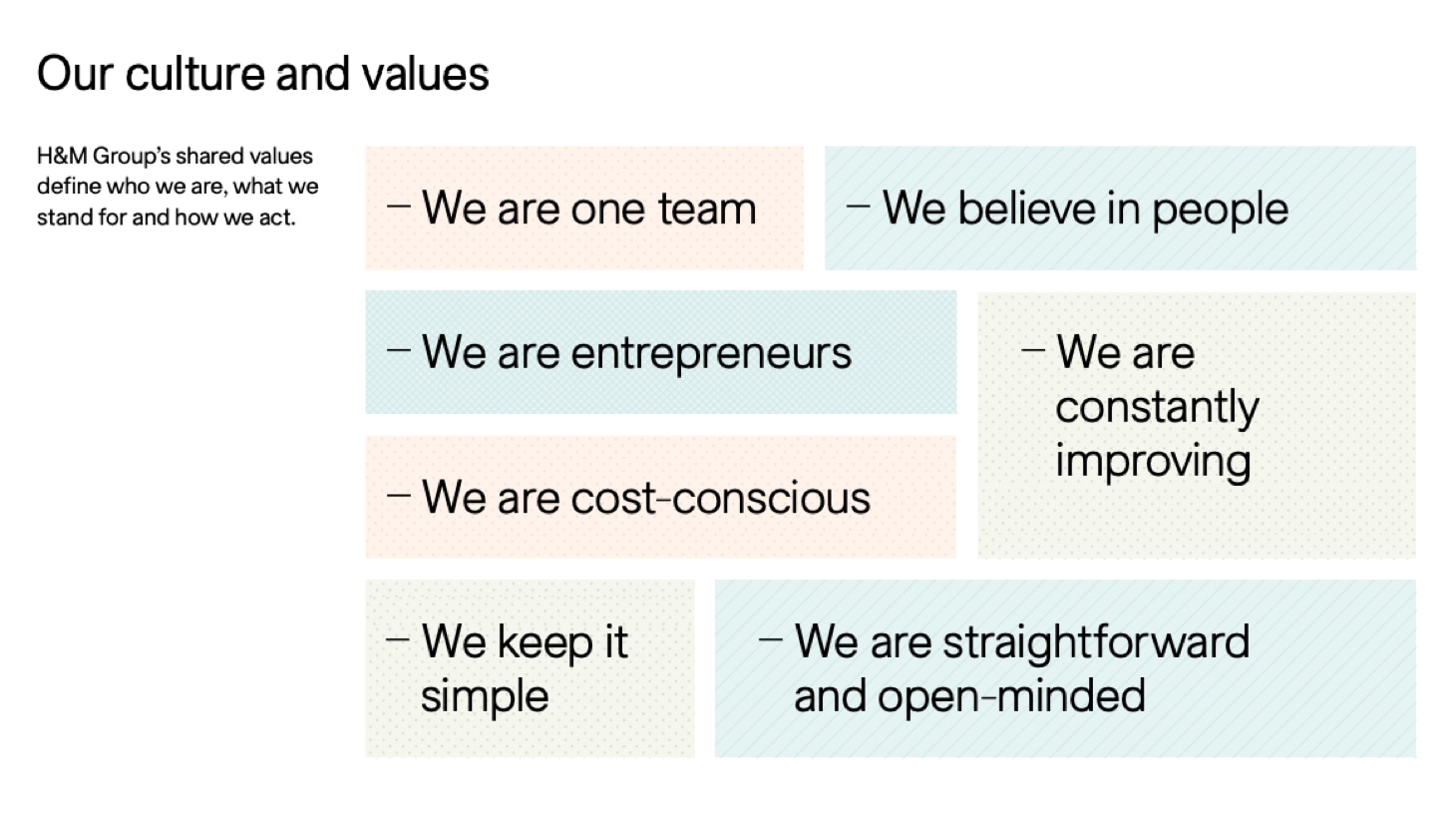Our culture and values chart.