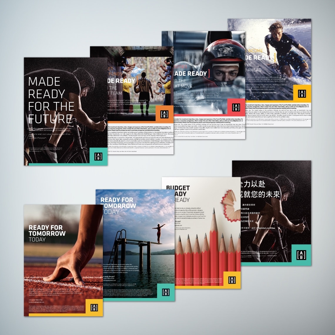 examples of the Global Advertising Campaign material developed for AB (AllianceBernstein)