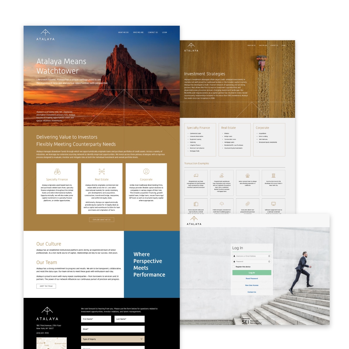 Examples of the web pages designed and developed for Atalaya