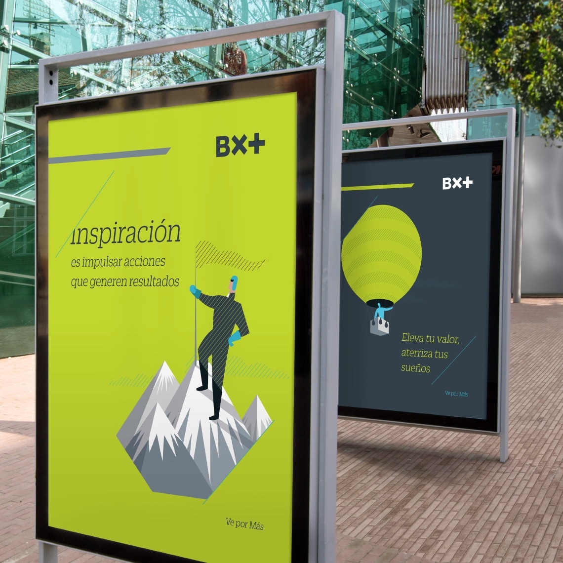 Example of two vertical banner showing how to apply the design identity for BX+