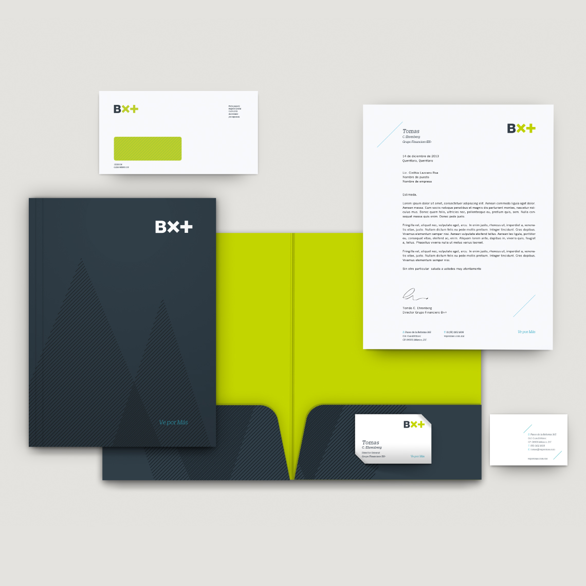 Examples of printed material including letterhead, envelope, business cards and folders