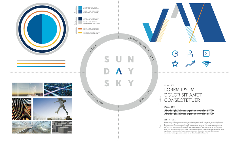 The brochure cover showcases the Sunday Sky logo with a captivating look and feel.