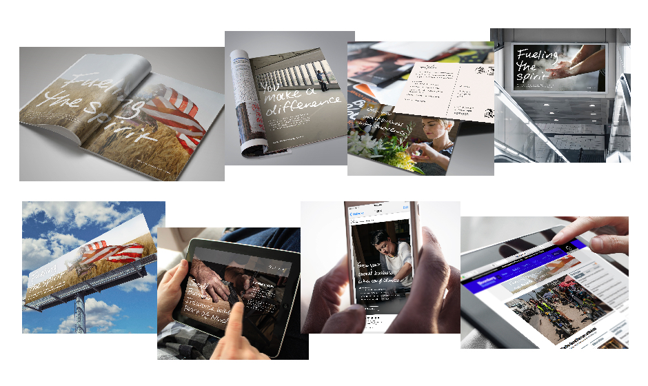 A collage of images highlighting phone and tablet usage in marketing campaigns.