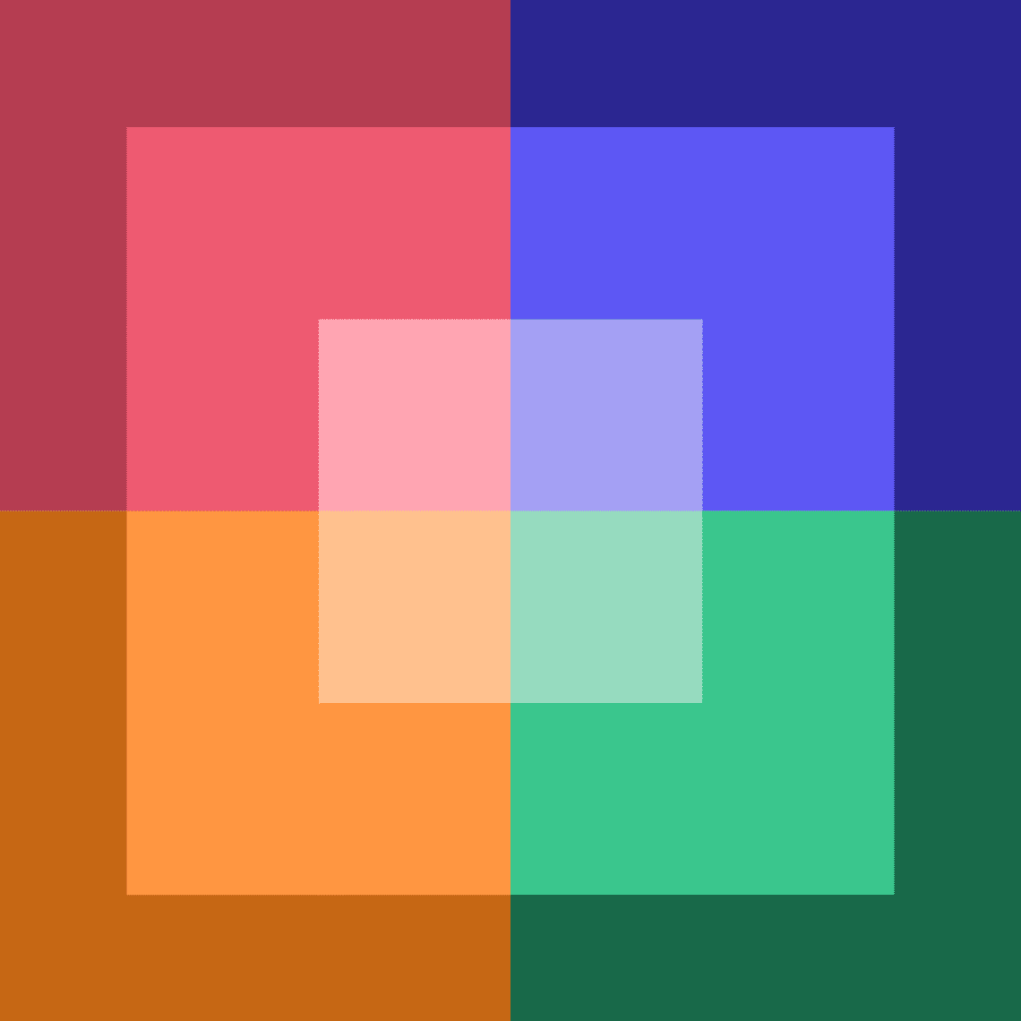 a bright and welcoming color pallete designed for emcara with four basic colors and lighter and darker versions of these colors