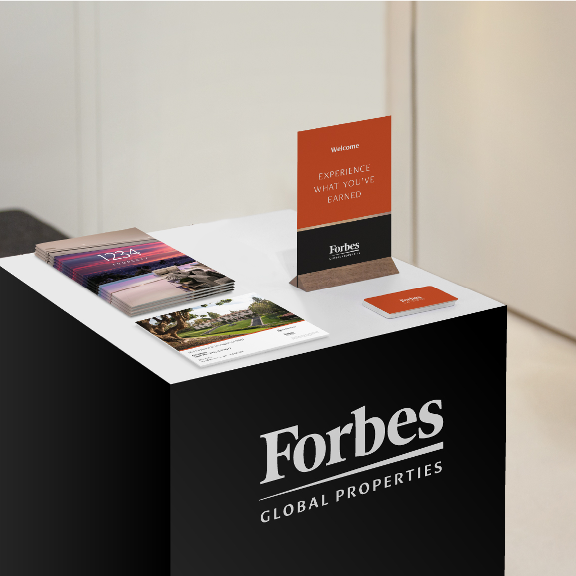 Examples of brochures and other printed materials design and developed for Forbes Global Properties