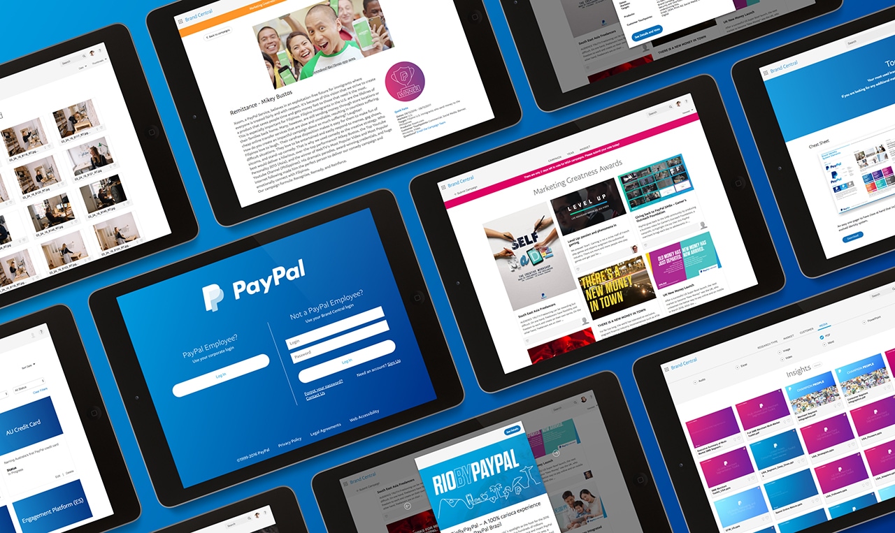 A group of iPads showcasing a diverse range of brand images.