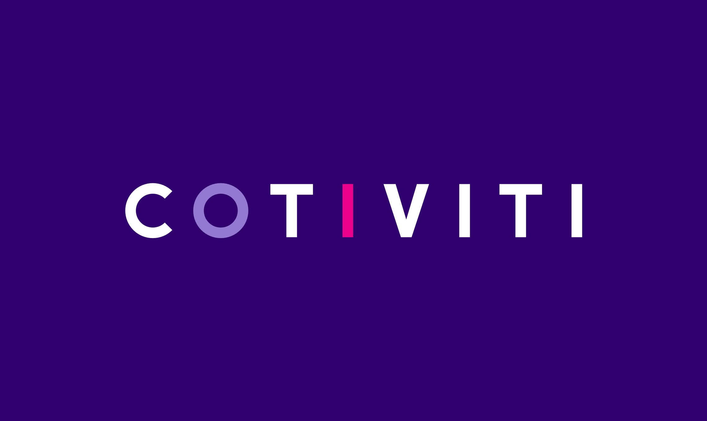 A brand identity featuring a purple background and the word coviti.