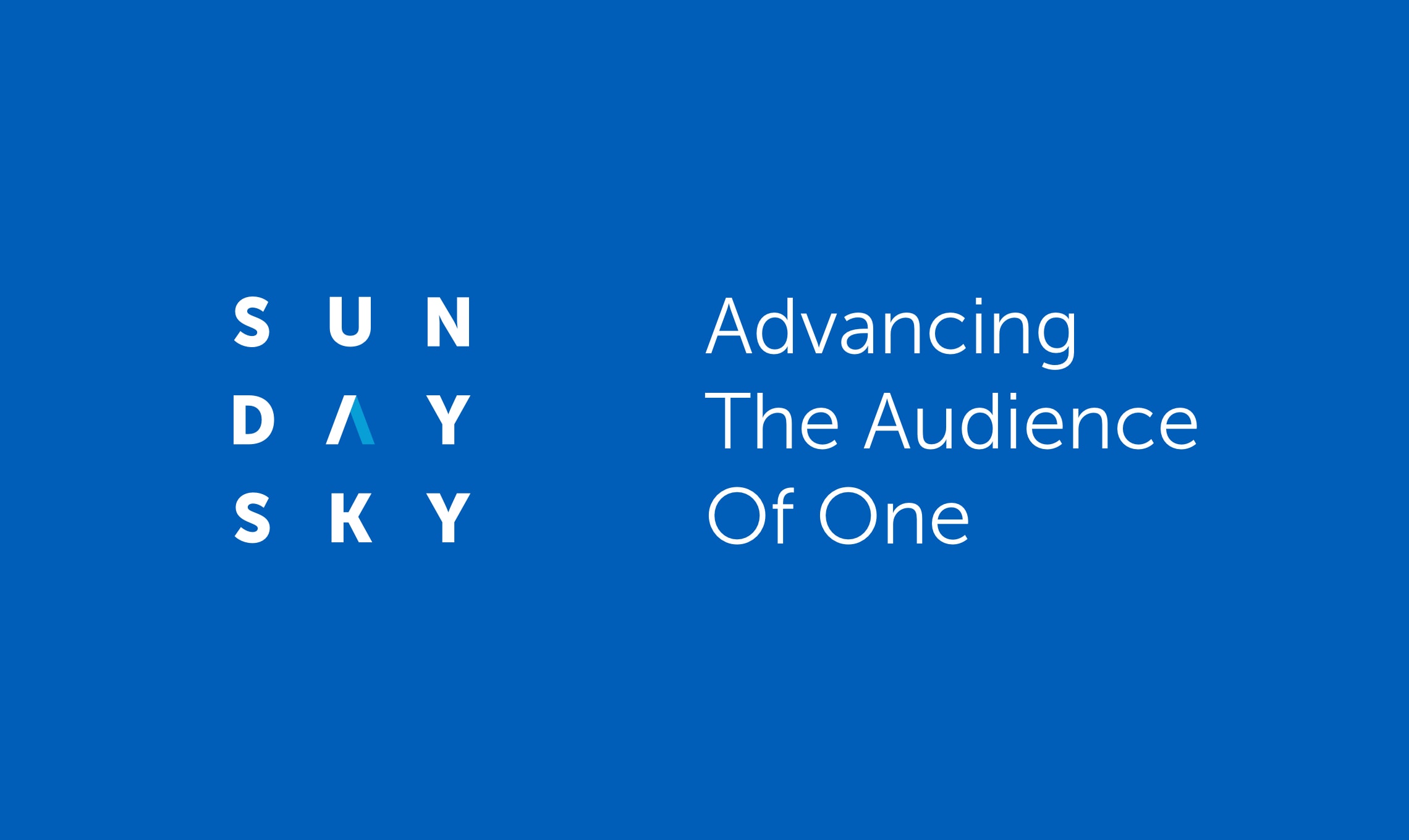 The sunday sky logo with the words advancing the audience of one.