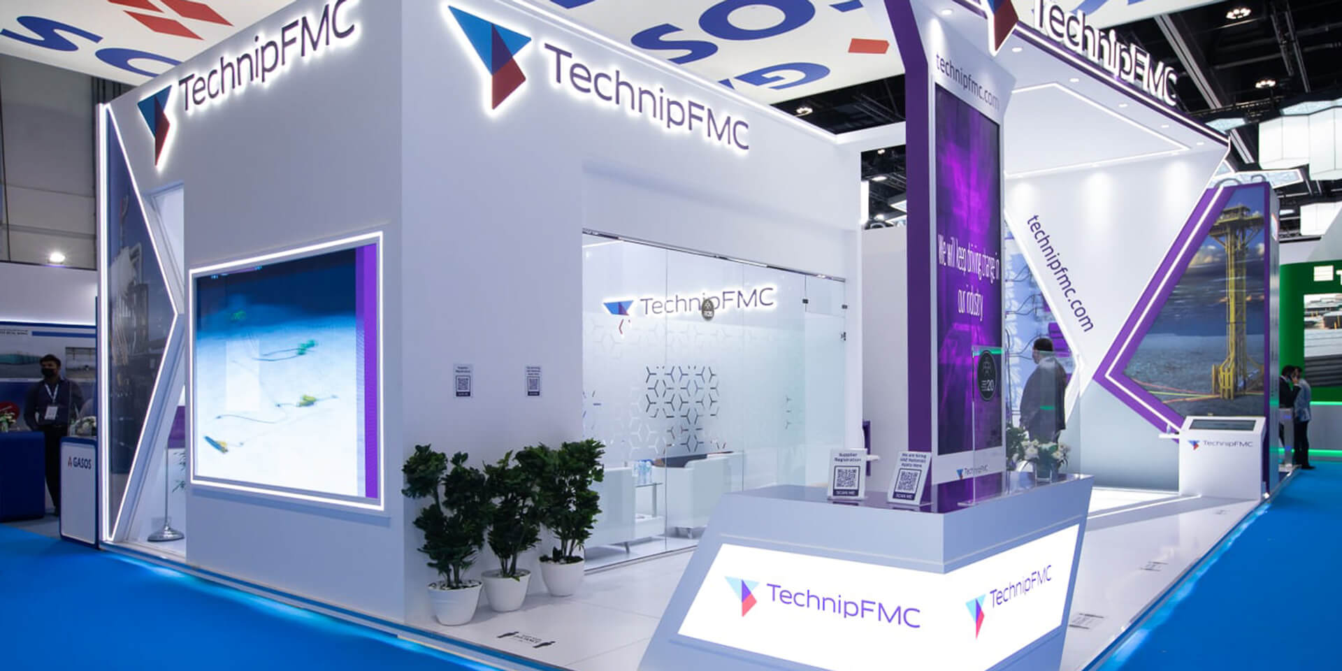 the TechnipFMC stand in a trade show developed for TechnipFMC