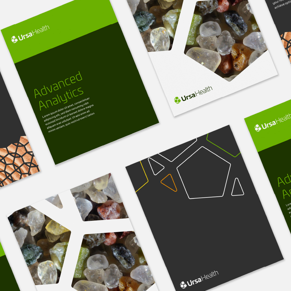 Examples of the design system applied to printed material