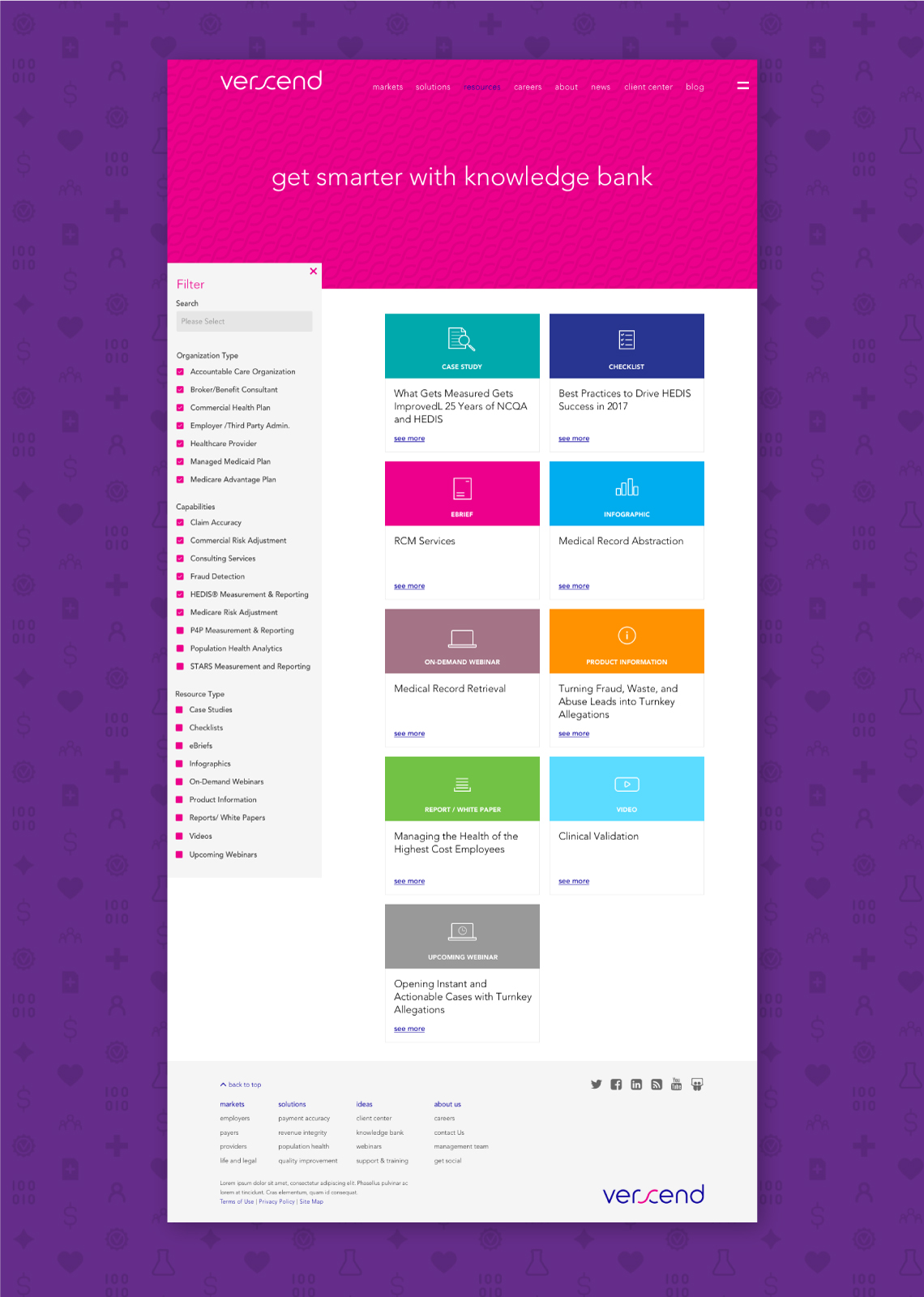 A purple website with a purple background.