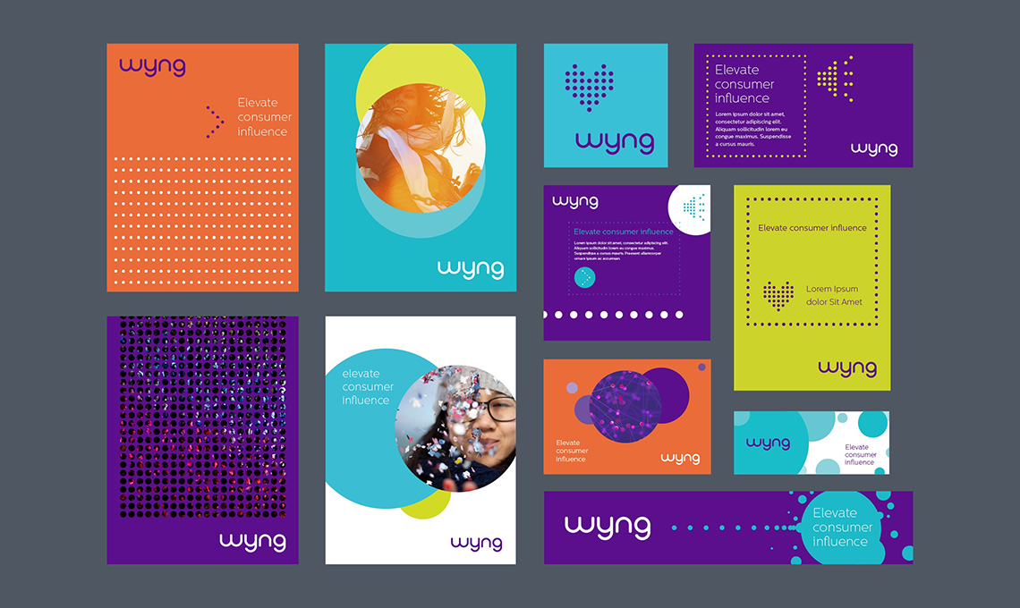 A set of business cards with different colors and designs.
