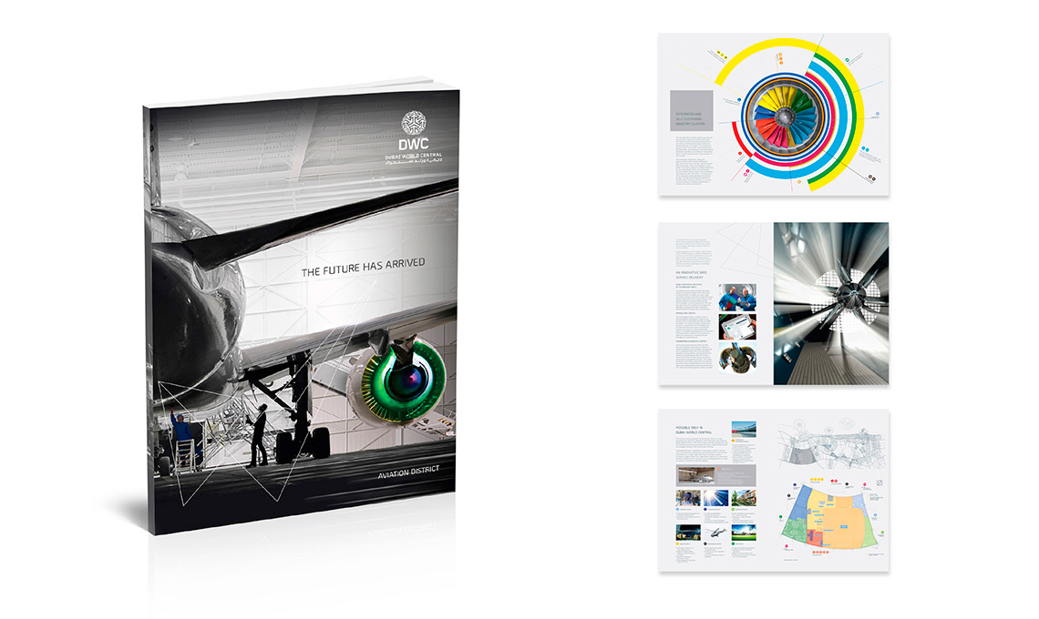 An Integrated Marketing Campaign featuring a brochure with a picture of a plane and a diagram.