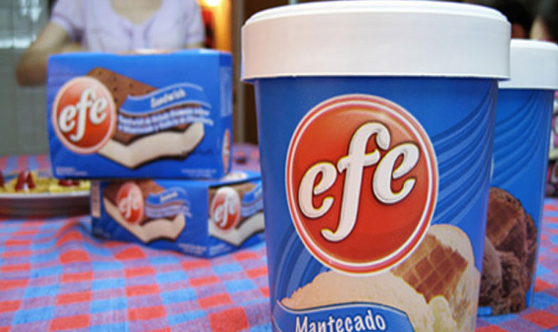 Two EFE ice cream containers.