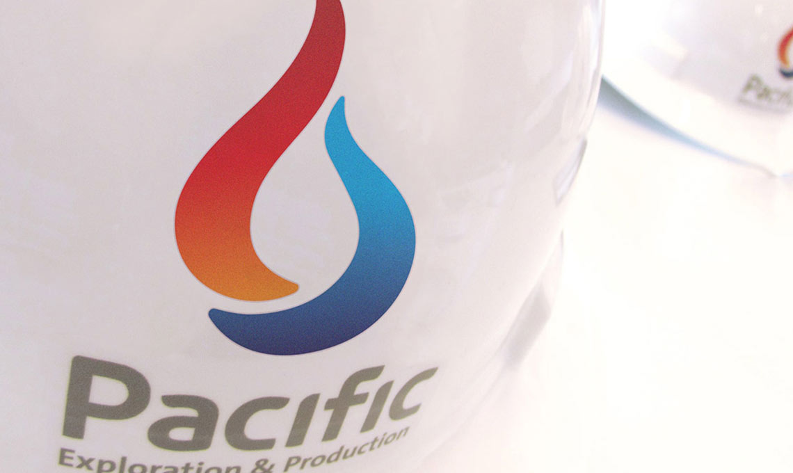 The logo for pacific exploration and production after brand repositioning.
