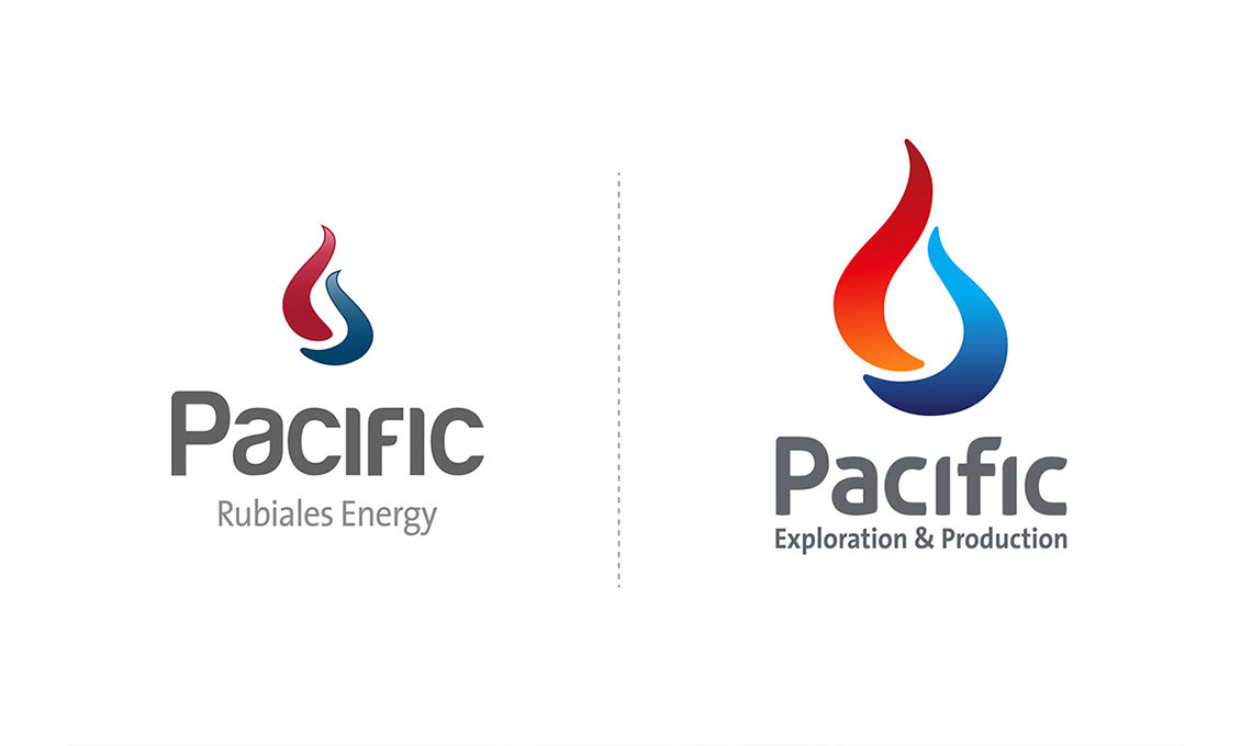 Brand repositioning for two logos of Pacific Rubies Energy and Production.