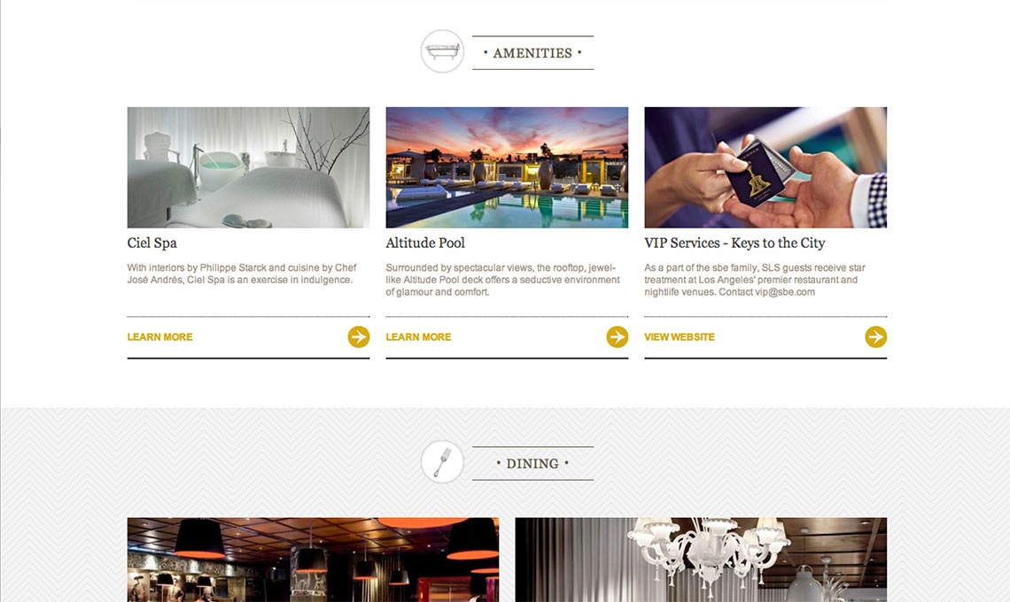A website design for SLS Hotels.