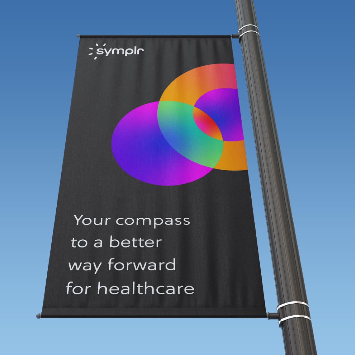 Example of the design system applied in a flagpole banner