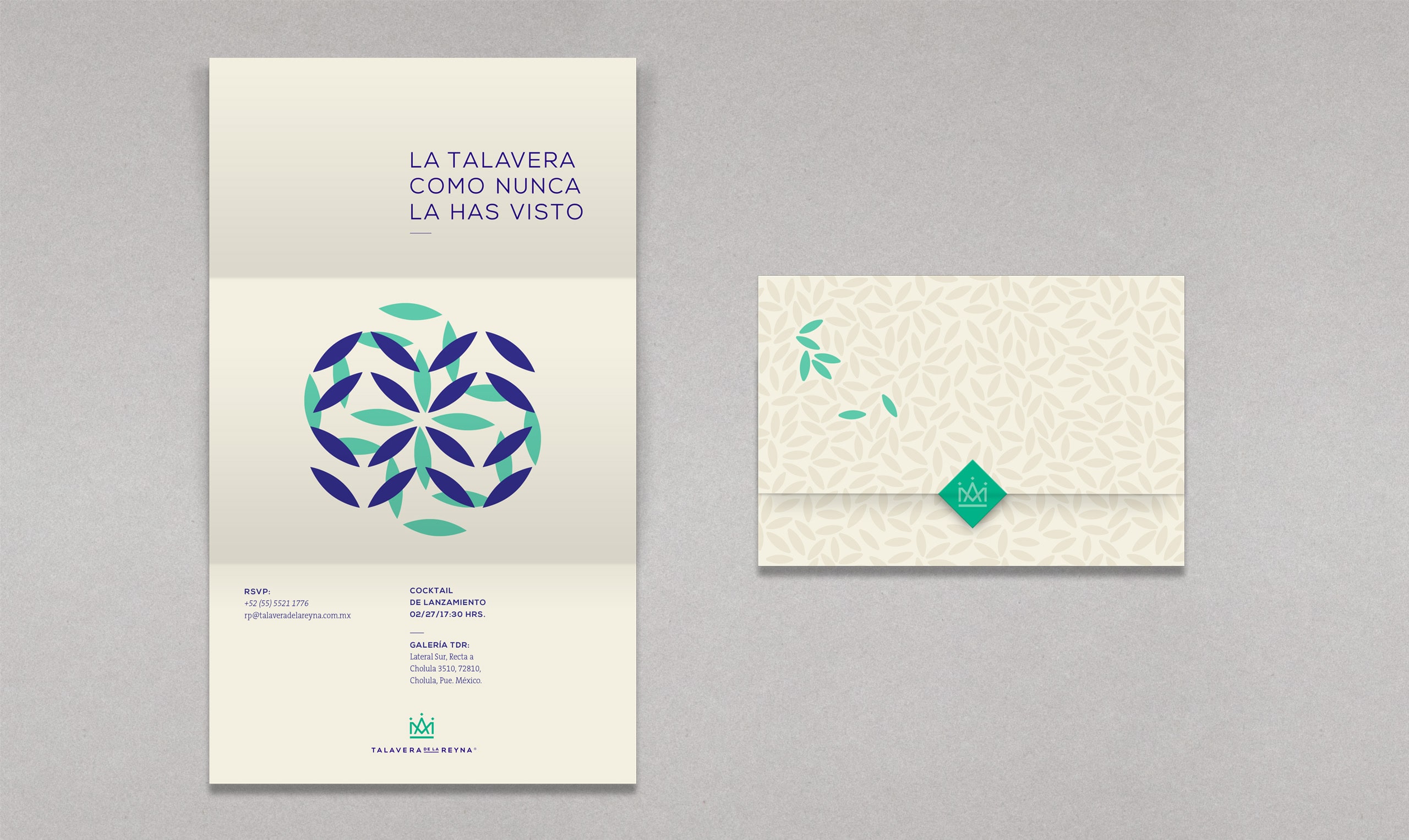 A card with a green and white design fusing royal tradition.