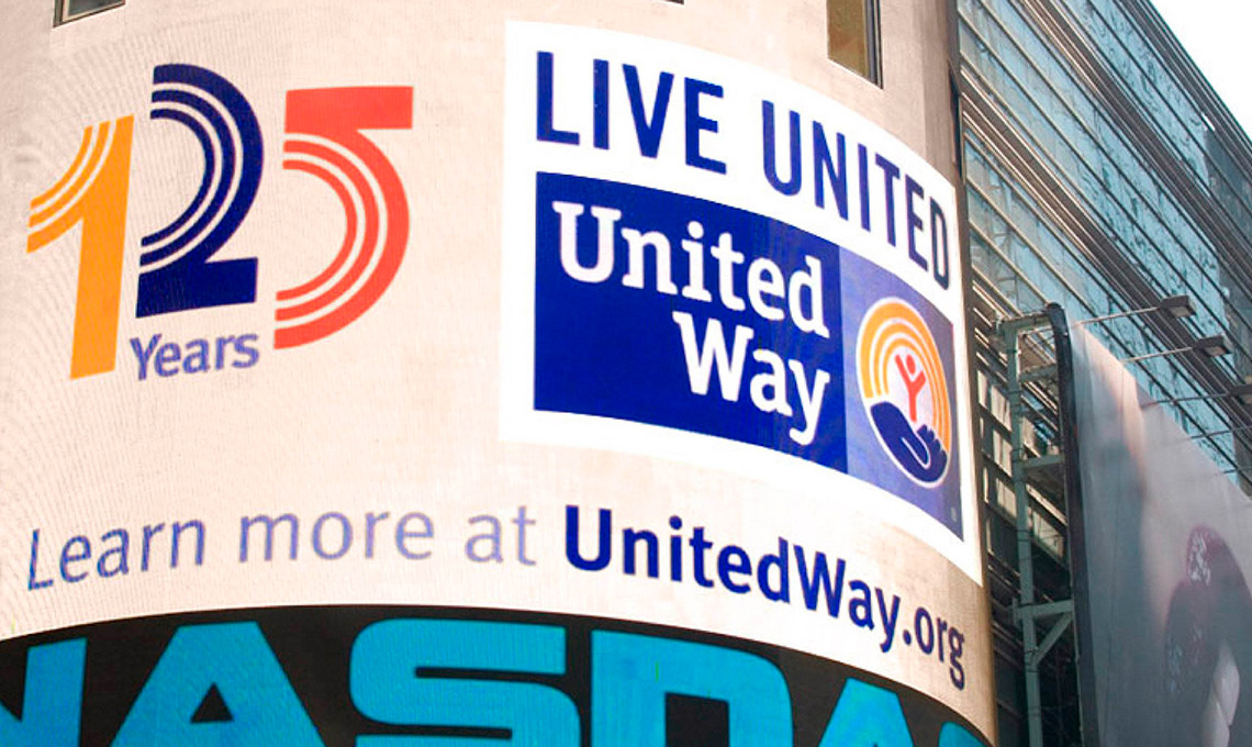 A building with a sign that says live united united way.