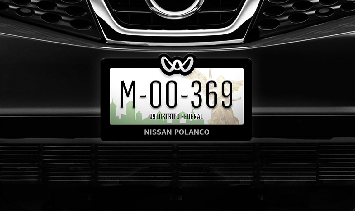 Nissan bold license plate frame.
