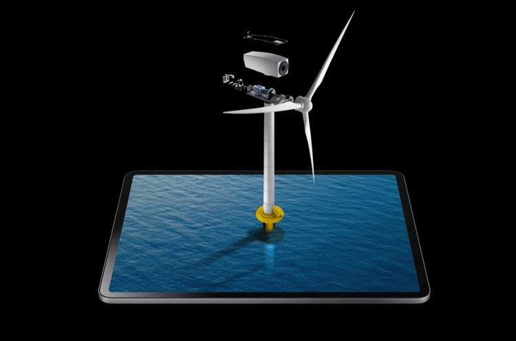 3d model coming out of a tablet screen