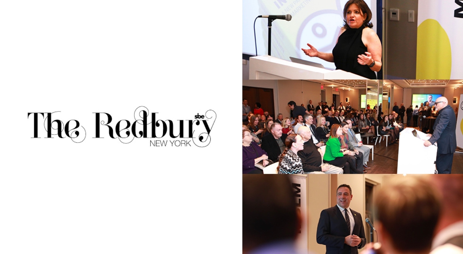 A collage of people at an event showcasing the brand intimacy of The Redbury.