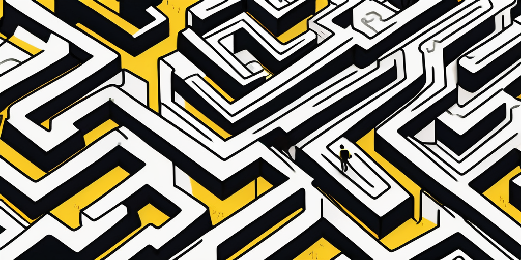 A computer mouse navigating through a complex maze