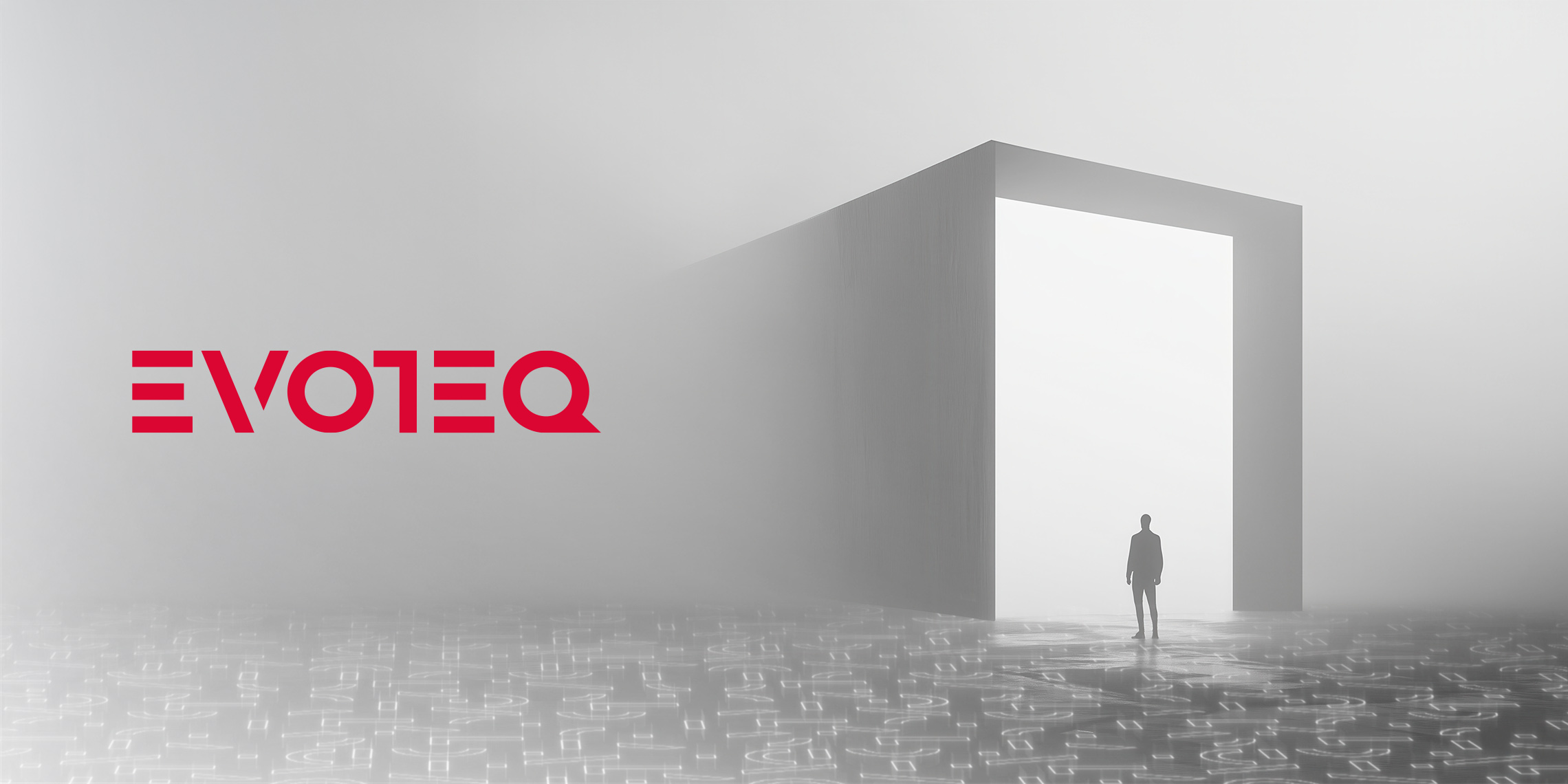 The Evoteq logo and a custom imagery used to illustrate the future forward brand, designed by MBLM.