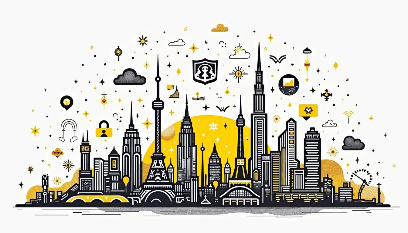 A dynamic landscape that blends elements of technology