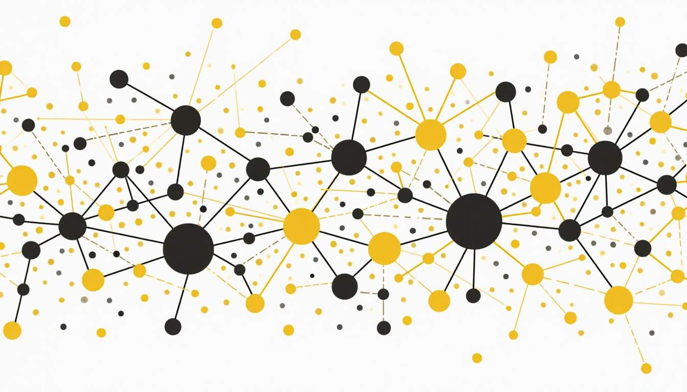 An abstract network of interconnected nodes and lines
