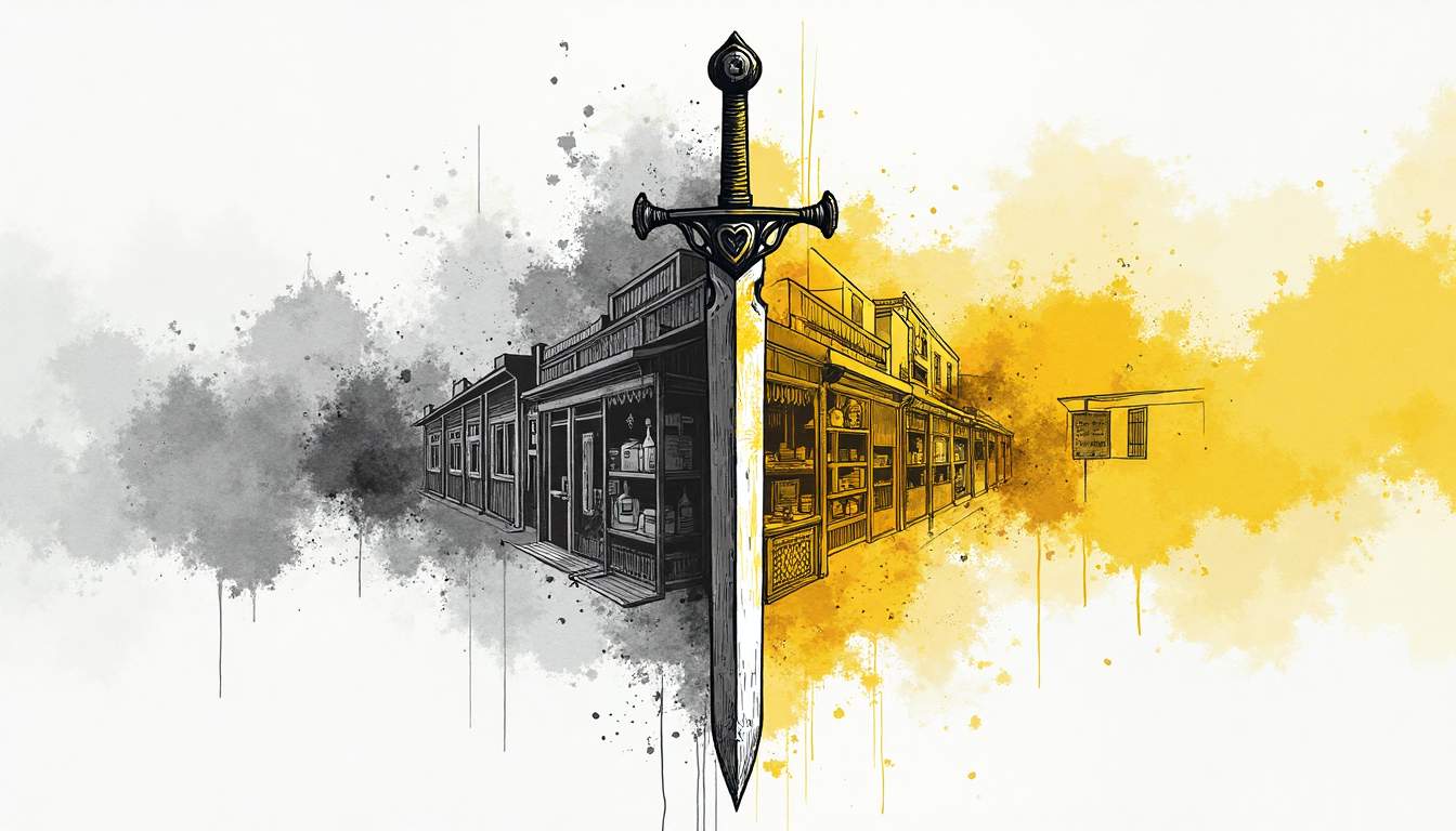 A double-edged sword with one side representing loyalty (symbolized by a shield or heart) and the other side representing danger (depicted with a skull or warning sign)