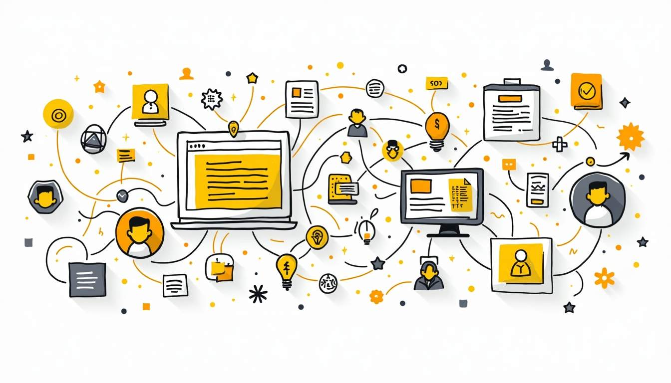 An interconnected web of diverse elements representing various brand assets