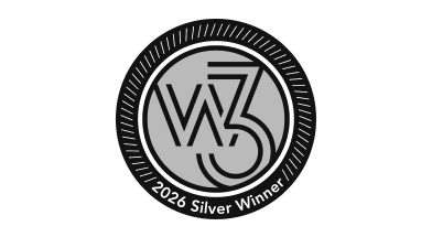 A circular badge with "W3" in the center and the text "2026 Silver Winner" at the bottom.